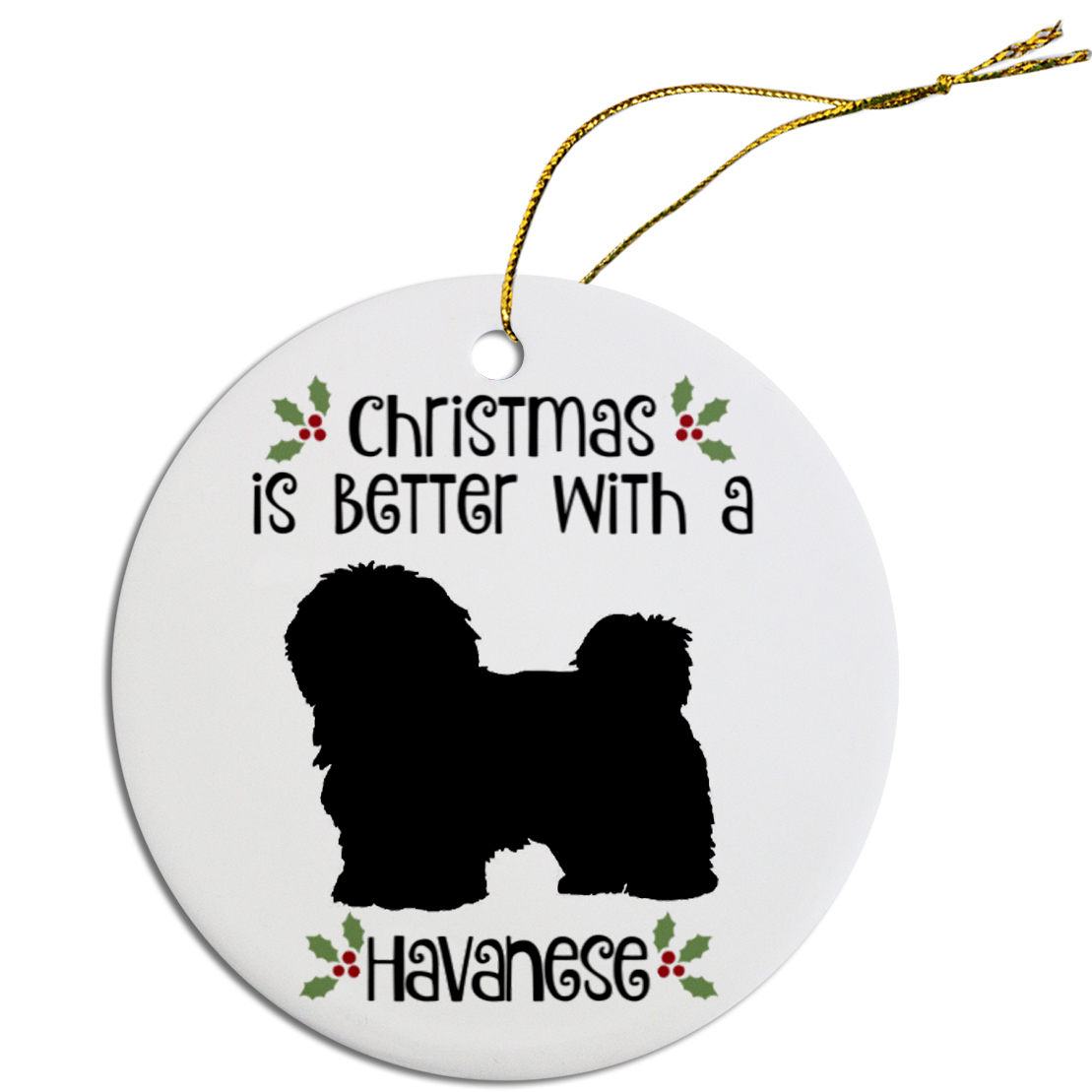 Breed Specific Round Christmas Ornament Havanese